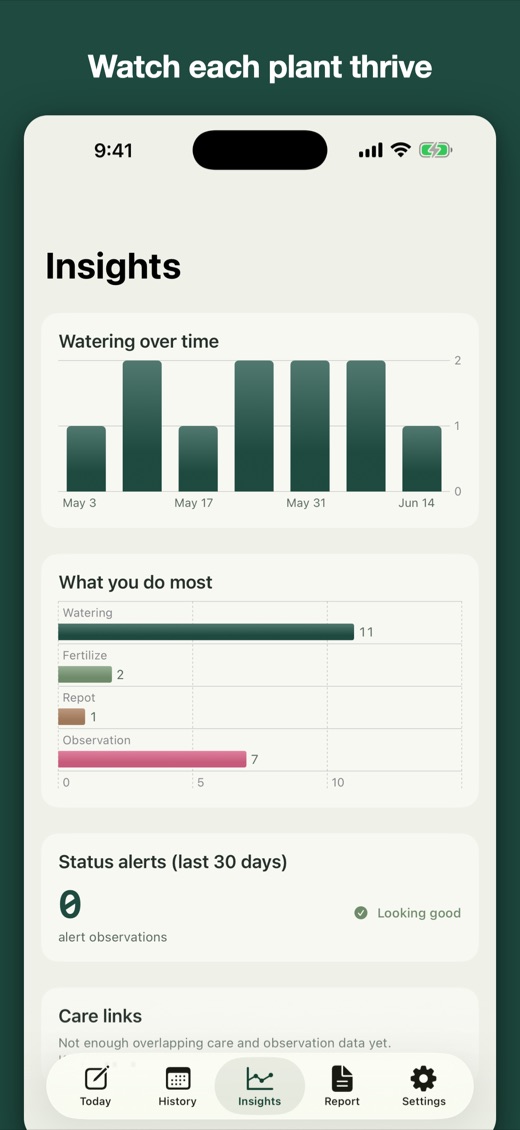 PlantLog for iPhone — logging