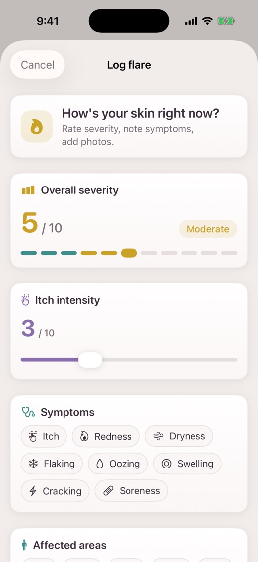 Skinote for iPhone — logging